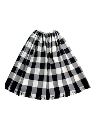Black Checkered Wool Skirt