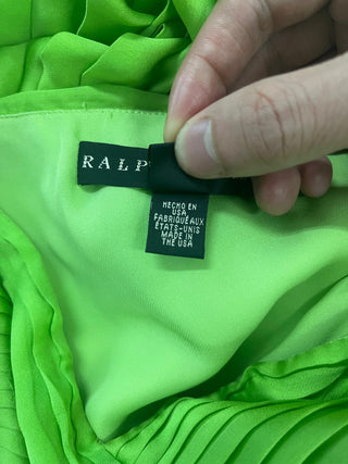 Lime Green Evening Dress With Pleats Details