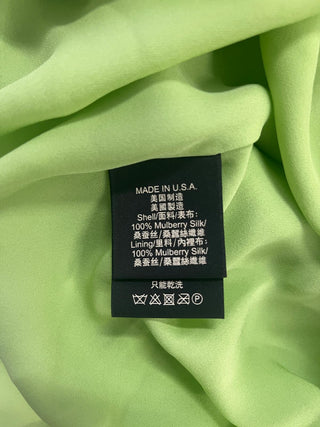 Lime Green Evening Dress With Pleats Details