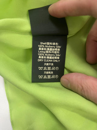 Lime Green Evening Dress With Pleats Details
