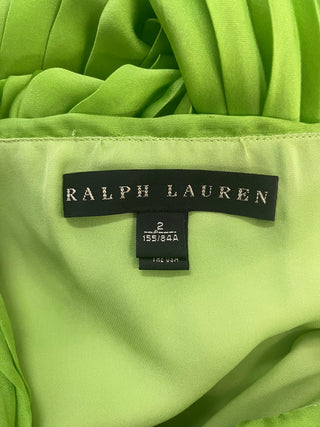 Lime Green Evening Dress With Pleats Details