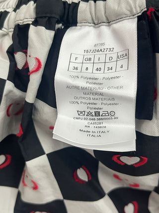 Dioramour Black And Red Checkered Heart Printed Skirt