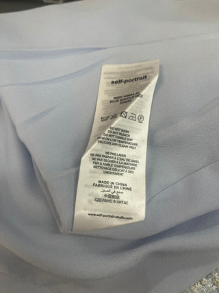 Light Blue Tweed One-Piece Dress With Wide Shoulder Opening