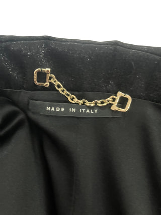 Black Glitter Blazer With Sharp Lapel